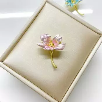 Женская брошь вишни в цвету из нержавеющей стали, изысканная винтажная противоскользящая износостойкая брошь с воротником пальто, шляпа, шарф, украшение, булавка для одежды, украшения для одежды синий