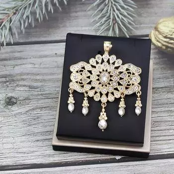 Женская брошь, золотые хрустальные украшения, коричневая брошь, брошь для свадебного платья белый