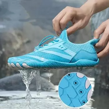 Женская быстросохнущая обувь для воды, пляжная обувь для прогулок, женские дышащие нескользящие пляжные кроссовки с пятью пальцами, пляжная обувь EU:45 чёрный