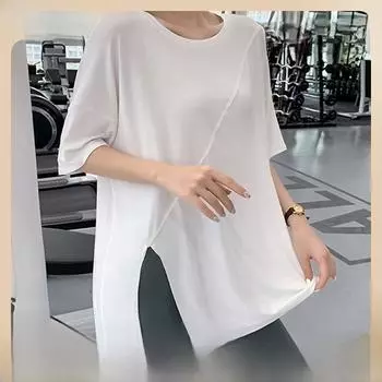 Женская быстросохнущая свободная футболка с коротким рукавом для занятий йогой и фитнесом на открытом воздухе летом XXL (suggested 145-165 jin)