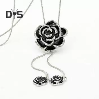 Женская цепочка для свитера с подвеской в виде розы, стразами, кисточкой, украшением из сплава, украшениями для одежды, выпускного вечера, украшениями для вечеринки, ожерельем 1