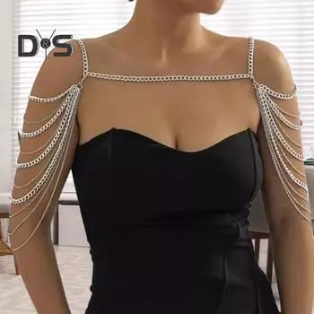 Женская цепочка для тела, многослойная, с кисточками, наплечная цепочка, вечеринка, ночной клуб, украшения на плечо, реквизит для выступлений знаменитостей серебряный