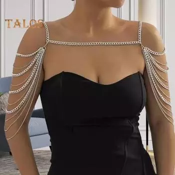 Женская цепочка для тела, многослойная, с кисточками, наплечная цепочка, вечеринка, ночной клуб, украшения на плечо, реквизит для выступлений знаменитостей серебряный