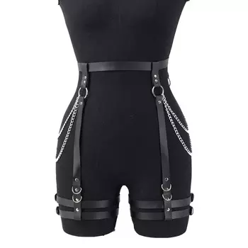 Женская цепочка для тела, женский модный кожаный ремень, с цепочкой, чокер на бедро, повседневный наряд, аксессуары для праздничного наряда one size чёрный