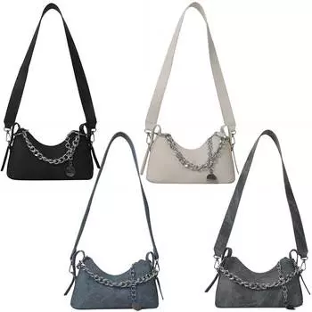 Женская цепочка Hobo из искусственной кожи, модная сумка для подмышек, сумка через плечо # чёрный