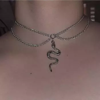 Женская цепочка-колье со змеей на шее, двухслойная подвеска, ювелирные изделия