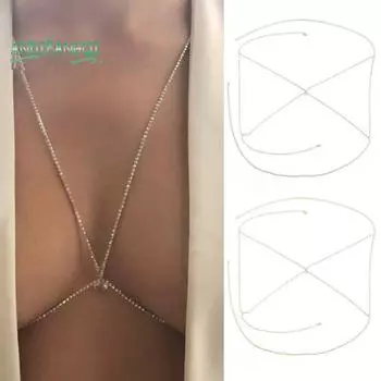 Женская цепочка на грудь, цепочка для тела, ювелирные изделия для тела, цепочка для поддержки груди, клубная вечеринка, сплошной цвет из нержавеющей стали, треугольная форма, женский декоративный аксессуар на груди серебряный