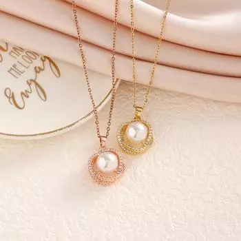 Женская цепочка на ключицу в стиле ретро с геометрическим жемчугом и полым ожерельем 1