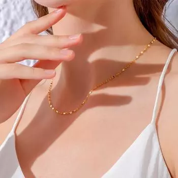 Женская цепочка на ключицы из нержавеющей стали, ожерелье ручной работы, ожерелье цвета розового золота, ювелирные изделия своими руками 45cm золотой