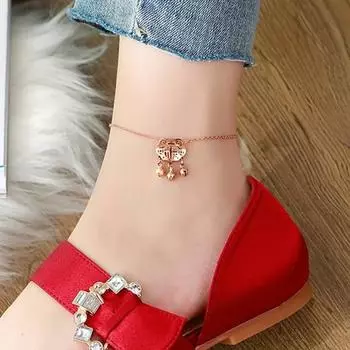 Женская цепочка на ноги 3D Lucky Lock розового золота розового золота