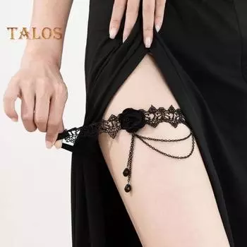 Женская цепочка на ногу с 3D-розой и эластичной цепочкой с кисточками, подвеска из искусственного кристалла, украшение для ног, свадебное, вечернее, клубное, подвязка для бедра красный