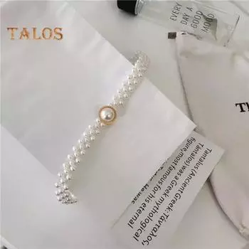 Женская цепочка на талию, многослойная искусственная жемчужина, гладкий блеск, ретро, эластичная регулируемая талия, аксессуар, платье, свитер, поясной ремень, украшения для тела, вечерние, выпускной, талия серебряный