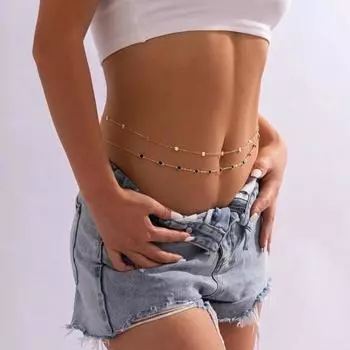 Женская цепочка на талию с двойным слоем блесток, регулируемая длина, ажурная, для танца живота, украшения на талию, вечеринки, фестивали, ночные клубы, цепочка на тело