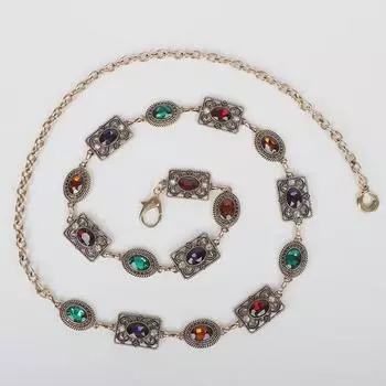 Женская цепочка на талию со стразами в стиле ретро: Универсальный, модный аксессуар для юбки