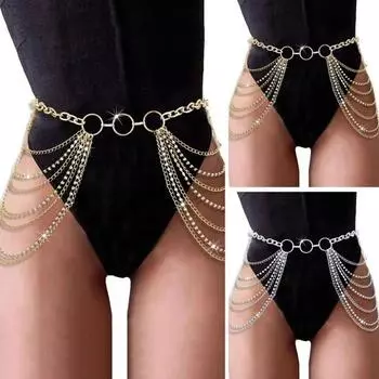 Женская цепочка с кисточками на талии, многослойная цепочка на животе, регулируемая цепочка на талии, готическая цепочка на талию белый