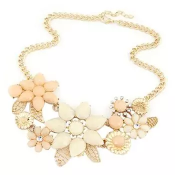 Женская цепочка с подвеской в виде цветка из смолы, колье-нагрудник, эффектное ожерелье с воротником розовый