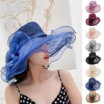 Женская церковная шляпа из органзы с перьями, чародейка для свадебного чаепития one size серый