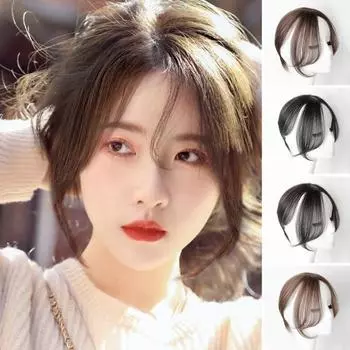 Женская челка на клипсе, естественная тонкая 3D французская челка, наращивание волос на лбу, черно-коричневая боковая челка, парик с бахромой, шиньоны темно-коричневого