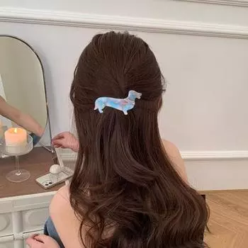 Женская челка шпилька для волос такса дизайн собака волосы коготь блестящие стразы инкрустированные волосы