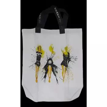 Женская черная большая сумка с цифровым принтом ( 50x45см)