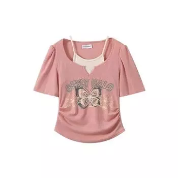 Женская черная готическая футболка с принтом граффити Harajuku Korean Y2k Tees Top Vintage Aesthetic Long Sleeve Emo T Shirt Clothing 2000s M чёрный