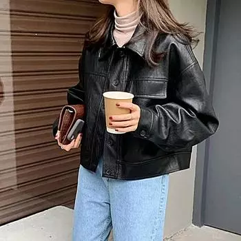 Женская черная кожаная куртка, женская мотоциклетная кожаная куртка, женская повседневная кожаная куртка, байкерская куртка из натуральной кожи, подарок для нее XS чёрный
