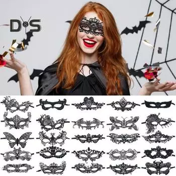 Женская черная кружевная маска, сексуальная венецианская маска, верхняя половина лица, маска для вечеринки, маскарада, выпускного вечера, карнавала, ночного клуба T