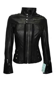 Женская черная куртка из натуральной байкерской кожи ручной работы, новая, стильная, из мягкой кожи ягненка S чёрный