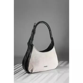 Женская черная льняная сумка на руку и через плечо