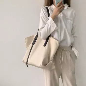 Женская черная нейлоновая сумка-тоут — стильная, вместительная, универсальная сумка через плечо