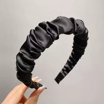 Женская черная плиссированная нескользящая повязка на голову для умывания лица и нанесения маски - стиль Song Renhe 2022