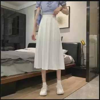 Женская черная плиссированная юбка А-силуэта с высокой талией - весна/лето 2023 г., корейский стиль M (50-55 kg)