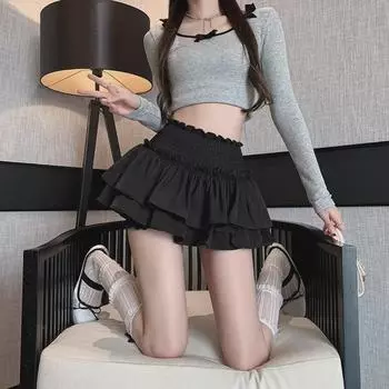 Женская черная плиссированная юбка-пачка в балетном стиле - коллекция лето 2024 XL чёрный