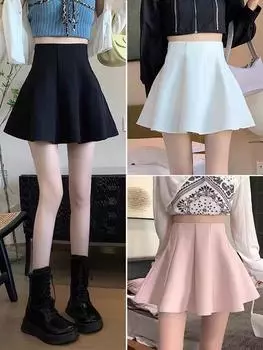 Женская черная пышная юбка А-силуэта с высокой талией - мода весны 2024 года 3XL