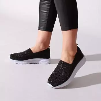 Женская черная серебристая повседневная обувь