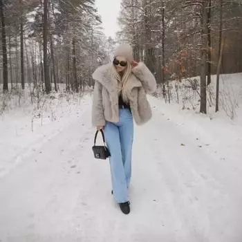 Женская черная шуба из искусственного меха - большой размер, европейский и американский стиль, коллекция осень/зима M чёрный