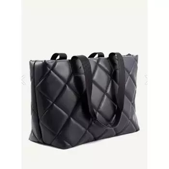 Женская черная стеганая сумка на каждый день