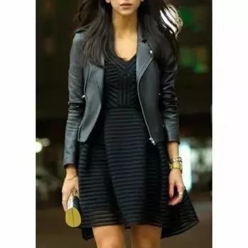 Женская черная стильная повседневная байкерская куртка ручной работы из натуральной овечьей кожи XS чёрный