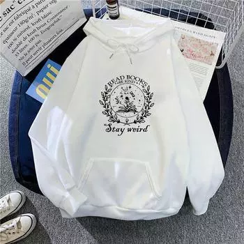 Женская черная толстовка с капюшоном больших размеров на осень с буквенным принтом, с длинными рукавами S белый