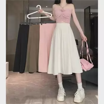 Женская черная юбка А-силуэта с высокой талией, грушевидной формы, маленькая, средней длины, облегающая, корейский стиль XS чёрный