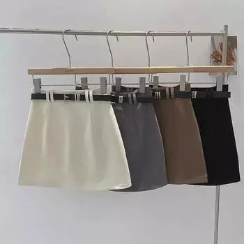 Женская черная юбка А-силуэта с высокой талией - весна 2024 года, корейская мода L