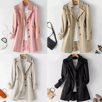 Женская черная ветровка-тренч весна-осень, новая мода, большой размер 5XL, пальто средней длины, ветровка, женская верхняя одежда M хаки