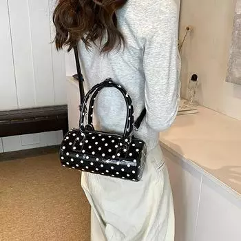 Женская цилиндрическая сумка из искусственной кожи, водонепроницаемая сумка через плечо, креативная сумка в горошек для отдыха на открытом воздухе красный