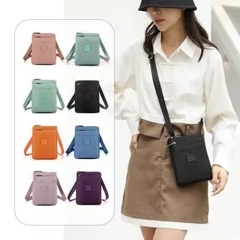 Женская цветная холщовая сумка на плечо, легкая квадратная сумка для телефона, многослойная нейлоновая ткань, сумки для монет, держатель для туалетных принадлежностей, сумки через плечо темно-фиолетового