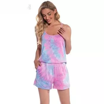 Женская цветная модальная хлопковая сексуальная ночная рубашка с коротким рукавом и круглым вырезом, летний комплект домашней одежды, пижамный комплект S синий