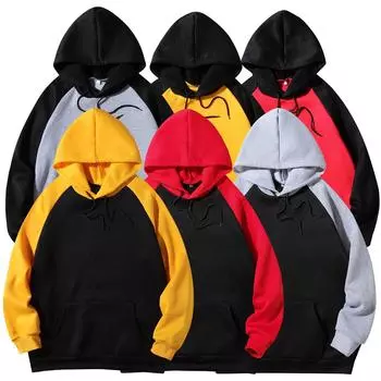 Женская цветная строчка с капюшоном, унисекс, длинный рукав, свитер, повседневные универсальные толстовки с капюшоном для осени и зимы M