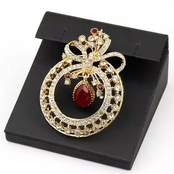 Женская цветочная брошь золотого цвета со стразами, национальные свадебные украшения, подарок-бижутерия красный