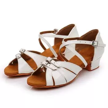 Женская детская обувь для латинских танцев для девочек, туфли на низком каблуке для сальсы, латинских бальных танцев, танго, мягкая подошва, каблук 3,5 см 33