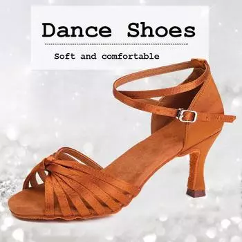 Женская/девчачья обувь для латинских танцев, обувь для бальных танцев, туфли на высоком каблуке 7 см, домашняя обувь для сальсы и танго 34 чёрный
