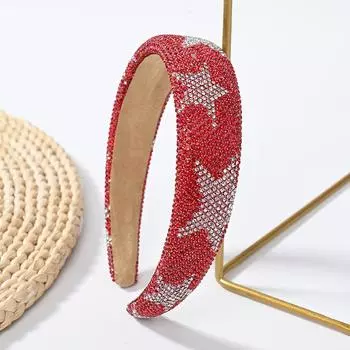 Женская Девичья Красочная Звезда Стразы Губка Повязка на Голову Ободок Взрослые Аксессуары для Волос Ювелирные Изделия для Волос